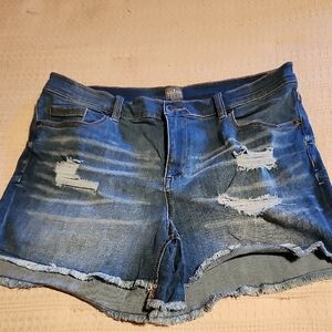 New York & Company Blue Distressed Jean Shorts